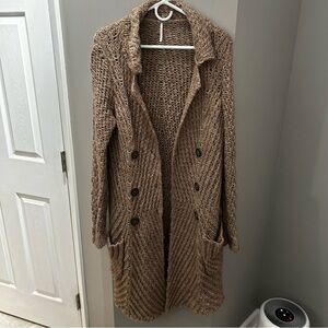 Free People Buttermilk Open Front  Wool Blend Cardigan-Sm